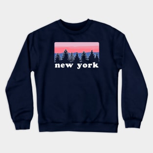 Up State New York Pine Tree Sunset Crewneck Sweatshirt